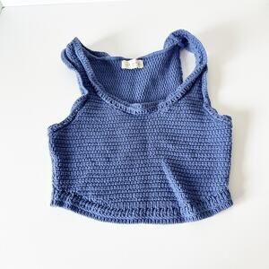 LA Hearts Blue Sweater Cropped Tank Extra Small